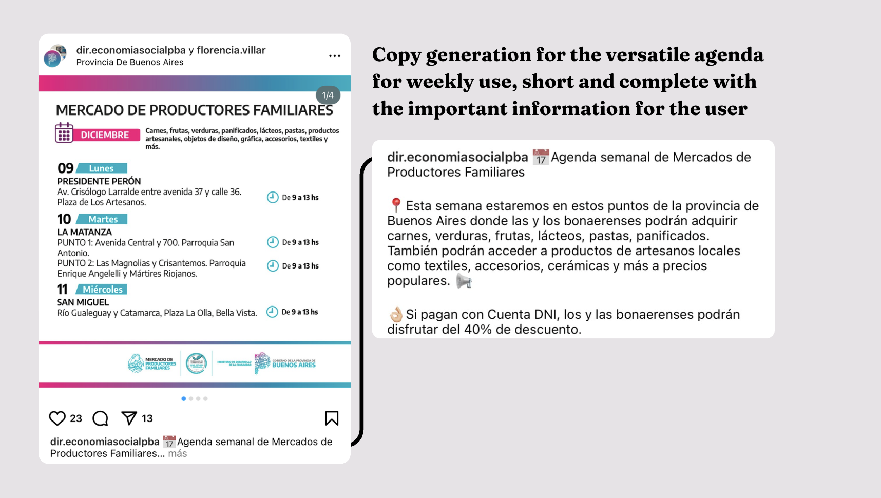 Generación de copy para la agenda semanal